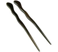JWL Lot de 2 baguettes à cheveux en ébène à rayures asiatiques 15,2 cm