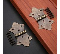 JWLINRKS Charnières de Porte 2 pièces charnières à Fleurs en Bronze Antique Or matériel de Meubles de Bricolage 6 Trous charnière en Fer Armoire tiroir Porte charnière Papillon et vis(Gold)