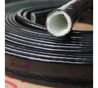 JWOO Tube en Fibre de Verre, Gaine Ignifuge tressée en Fibre de Verre revêtue de résine de Silicone, Gaine Ignifuge Noire, D*L(15MM*5M)