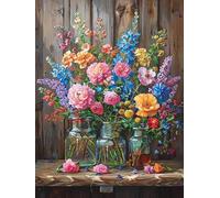 JWPSHIJIE 11CT Cross Stitch Embroidery Starter Kit, Illustration de fleurs, B, 30 x 40 cm. Kit de Couture à la Main Canevas Broderie Point de Croix Kit Complet Adulte Debutant