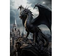 JWPSHIJIE 5D Diamant Peinture Kit, Dragon animal fantastique, C Forage Complet Arts Artisanat Toile Maison décoration Murale garçon et Fille