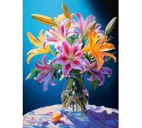 JWPSHIJIE 5D Peinture Diamant Adulte, Beau bouquet de lys, G Stitch Diamond Painting Complet Stitch Diamant Kit Enfants, DIY Diamant Point de Croix pour Murale Décoration