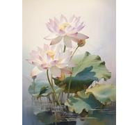 JWPSHIJIE Canevas Broderie Point de Croix Kit Complet, Lotus en fleurs,C DIY Arts Crafts Kits de couture à la main Broderie estampée pour les débutants Motif pré-imprimé 40 * 50cm