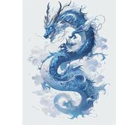 JWPSHIJIE Canevas Broderie Point de Croix Kit Complet, Motif Dragon Fantastique,E,50 * 70cm Kit de broderie au point de croix avec motif imprimé, à faire à l’aiguille, facile pour débutants