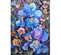 JWPSHIJIE Fleurs 11CT Kits de Point de Croix Estampé,Kit Canevas Complet, Kits de Démarrage de Broderie Pré-imprimés pour Débutants 40x50cm