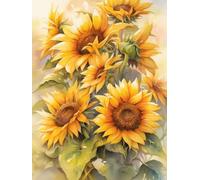 JWPSHIJIE Kit de Démarrage de Broderie, Belle fleur de tournesol,E,30 * 40 cm DIY Point de Croix Broderie Starter kit,Embroidery Starter Kit pour Adultes Débutant