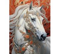 JWPSHIJIE Kits de Point de Croix, Motif cheval blanc, M, 30 x 40 cm. DIY Kit de Broderie 11CT Estampé, Needlework facile pour Adultes Débutant Maison Décoration