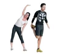 JWQFBC 2 Pièces Figurine Miniature Personnage de Jeu Modèle Sportif Statuette de Collection Décor de Maquette En Résine Convient pour L'Architecture, 2.8 Cm