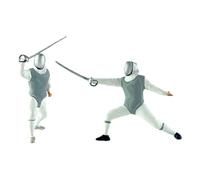 JWQFBC 2 Pièces Figurines Miniatures D'Escrimeur à Peindre Modèle de Personnes 1/64 Accessoire de Diorama avec Détails Minutieux Approprié pour Amateurs de M, Gris