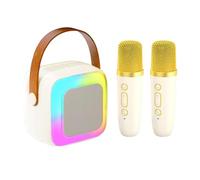 JWQFBC 2 Pièces Machine de Karaoké Enfants Enceinte Portable Jouet Musical Micro pour Chant Jouet Musical Éducatif Matériau Lisse PP Adaptée Aux Fêtes D'Anni, Blanc