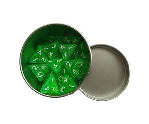 JWQFBC 25 Dés Polyédriques En Acrylique, Dés Multifaces, Faciles à Lire, Portables dans Un étui de Rangement pour Les Jeux de Table et En Famille, Vert