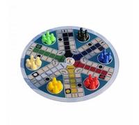 JWQFBC 4 Packs Jeu D'Échecs Ludo Volant Rond Plateau de Société Circulaire Surface Textile et Caoutchouc Dés Inclus Partie Rapide et Animée Adapté Aux Fêtes, 4 pièces