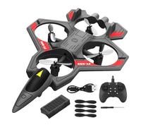 JWQFBC Avion Télécommandé Avion Télécommandé à Quatre Moteurs Planeur RC Manœuvres 360 Degrés Éclairage LED Conception Antichoc Adapté Enfants Adultes Débuta, Batterie Simple Noire