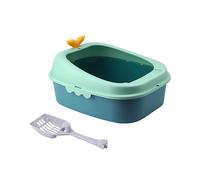 JWQFBC Bac à Litière Chat Boîte Plateau Litière Animaux Pot Toilette Bord Élevé Ouverture Semi-Ouverte Démontable Adapté pour Chats Lapins Rongeurs à La mais, Vert m