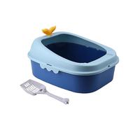 JWQFBC Bac à Litière Chat Boîte Plateau Litière Animaux Pot Toilette Bord Élevé Ouverture Semi-Ouverte Démontable Adapté pour Chats Lapins Rongeurs à La mais, Bleu L
