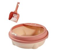 JWQFBC Bac à Litière Chat Plateau Toilettes Chat Pratique Bord Haut Anti Éclaboussures Facilité Nettoyage Chats D'Appartement, Rose Grand