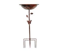JWQFBC Bain d'oiseaux Abreuvoir Fer Motif Classique avec Support Robuste pour Orner Patio Adapté Aux Espaces Extérieurs, Papillon en Bronze Rouge