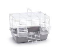 JWQFBC Cage de Transport Oiseau en Métal Solide Ventilation Continue Plateau Facile à Nettoyer Accessoires Inclus Adapté aux Déplacements Vétérinaire Concours, Gris, Gris