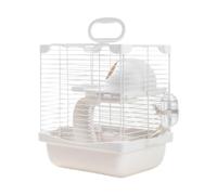 JWQFBC Cage Hamster Double Étage Habitat pour Animaux Fond Amovible Bouteille d'eau Transport Facile pour Rats Souris Gerbilles Adaptée Aux Familles, Blanc