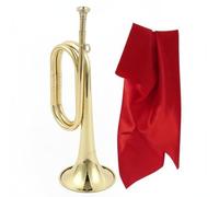 JWQFBC Cuivre Instrument Vent Bugle Trompette Profil Traditionnel Gravure Raffinée Finition Brillante Adapté Amateur Cérémonie Performance Scénique, Trompette De Clairon Avec Foulard Rouge