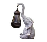 JWQFBC Élément Principal Élément Statue Éléphant Extérieur Décoration Solaire Lampe de Jardin Ornement Résine Figurine pour Maison Terrasse Jardin Cadeaux 18, Grise