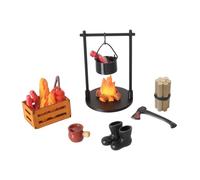 JWQFBC Ensemble de Camping Miniature pour Maison de Poupée à L'échelle 1/12, Comprenant Une Casserole, Des Outils, Un Extérieur, Du et U