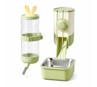 JWQFBC Ensemble pour Lapin, Conception Robuste, Station d'alimentation, Fixation sécurisée, pour Nouveaux propriétaires, Vert, Style to 4