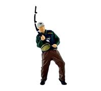 JWQFBC Figurine de Pêcheur Masculin à L'échelle 1/64, Personnage de Pêche, Miniature Décorative, Mise En Page de Scène, Mini Figurine de Pêcheur, Modèle, Tirer la canne à pêche
