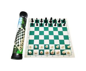 JWQFBC Jeu d'Échecs pour Adultes Ensemble de Tournoi avec Plateau Flexible Jeu Transportable avec Rangement Pratique dans un Tube Solide pour et, 43cmx8cmx8cm