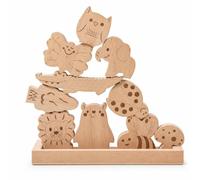 JWQFBC Jouet à empiler Animaux, Blocs Construction en Bois, Jeu d'équilibre éducatif, pour bébés et Jeunes Enfants