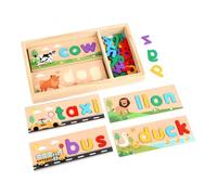JWQFBC Jouets D'apprentissage Magiques En Bois, Jeu de Phonétique Parent-enfant avec Boîte de Rangement, Jeu D'orthographe de Lettres pour Enfants D&