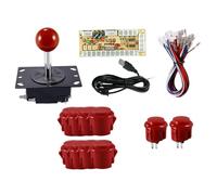 JWQFBC Kit de Remplacement pour Manette de Jeu D'arcade 1 Joueur, Pièces de Rechange Faciles à Installer, avec Boutons 24# et 30#, Rouge