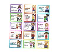 JWQFBC Lot de 15 Affiches de Règles de Classe En Anglais, Décorations Murales, Résistantes Aux Déchirures, Couleurs Vives, pour La Maison, La Salle de Classe