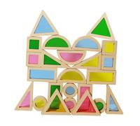 JWQFBC Lot de 24 Blocs Empilables de Couleurs et de Formes pour L'apprentissage Précoce, Jouets Sensoriels Colorés, Blocs pour Cadeaux D'