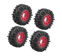 JWQFBC Lot de 4 Pneus RC Faciles à Installer et à Mettre à Niveau, Adaptateurs 12 Mm, 14 Mm, 17 Mm Inclus, Modifiés et Robustes pour 1:10, Rouge
