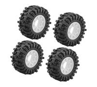 JWQFBC Lot de 4 Pneus RC Faciles à Installer et à Mettre à Niveau, Adaptateurs 12 Mm, 14 Mm, 17 Mm Inclus, Modifiés et Robustes pour 1:10, Blanc