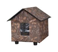 JWQFBC Maison pour Chat Extérieur Abri Chat Extérieur Hiver Isolé Imperméable Refuge Chat Errant Coupe-Vent avec Porte Protection Structure PVC EVA Tinfoil A, Brun