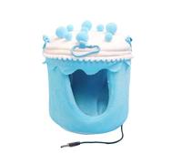 JWQFBC Nid D'Oiseau Chauffant Lit Douillet Suspendu Hamac pour Cage Oiseau Peluche Chauffant USB Nid Cachette Installation Facile Convient Aux Animaux Perruc, Bleu
