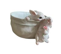 JWQFBC Pot de Fleurs Lapin Figurine Résine Artisanale Décorative Jardinière Moulée Main pour Plantes Ornement d'Intérieur Cache-Pot Sculpture Animal Déco, Style B