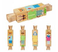 JWQFBC Puzzle Bloc Éducatif Animaux Carton Blocs Rotatifs Motif Coloré Améliore Compétence Cognitive Curiosité Imagination Adapté Enfants Maternelle, Style 3