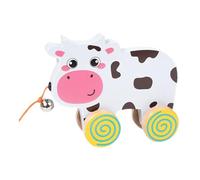 JWQFBC Roue En Bois, Jouet D'exercice, Roue En Bois, Jouet Animal pour Enfants de 1 à 4 Ans, Vache