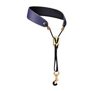 JWQFBC Sangle de Saxophone Sangle Réglable Harnais Coussiné PU Cuir Doux avec Crochet pour Pratique Présentation Musicien Amateur Collectif, Bleu