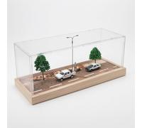 JWQFBC Support vitrine pour Voitures Miniatures 1:64, Présentoir Anti-poussière pour Collection modélisme, vitrine pour Casques, Scène de la Route 66 1/64 avec scène en Acrylique