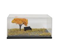 JWQFBC Vitrine pour Voiture Miniature à L'échelle 1/64 avec Couvercle Anti-poussière, Représentation Réaliste avec Banc et Scène de Parc pour Figurines M