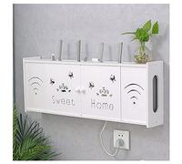 JWQPAD Boîte de rangement pour routeur étagère blanche, étagères flottantes, boîte de rangement pour routeur mural WiFi, étagère décorative pour tête de lit montée au mur (Blanc c)