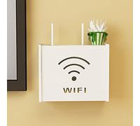 JWQPAD Boîte de rangement pour routeur WiFi, boîte de rangement pour routeur sans fil, support mural WiFi, décodeur, étagère, boîte de rangement décorative créative, prise de blindage de fil, 1 pièce