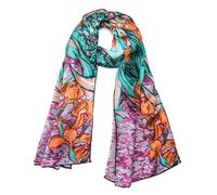 JWSilk Longue écharpe en soie Charmeuse - Impression artistique classique