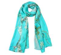 JWSilk Longue écharpe en soie Charmeuse - Impression artistique classique, 63" x 17"