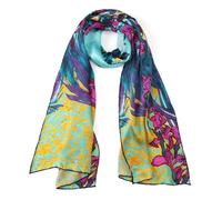 JWSilk Longue écharpe en soie Charmeuse - Impression artistique classique, 63" x 17"