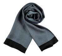JWSilk Longue écharpe en soie charmeuse pour homme, Carreaux noirs et bleus, 63"x10"